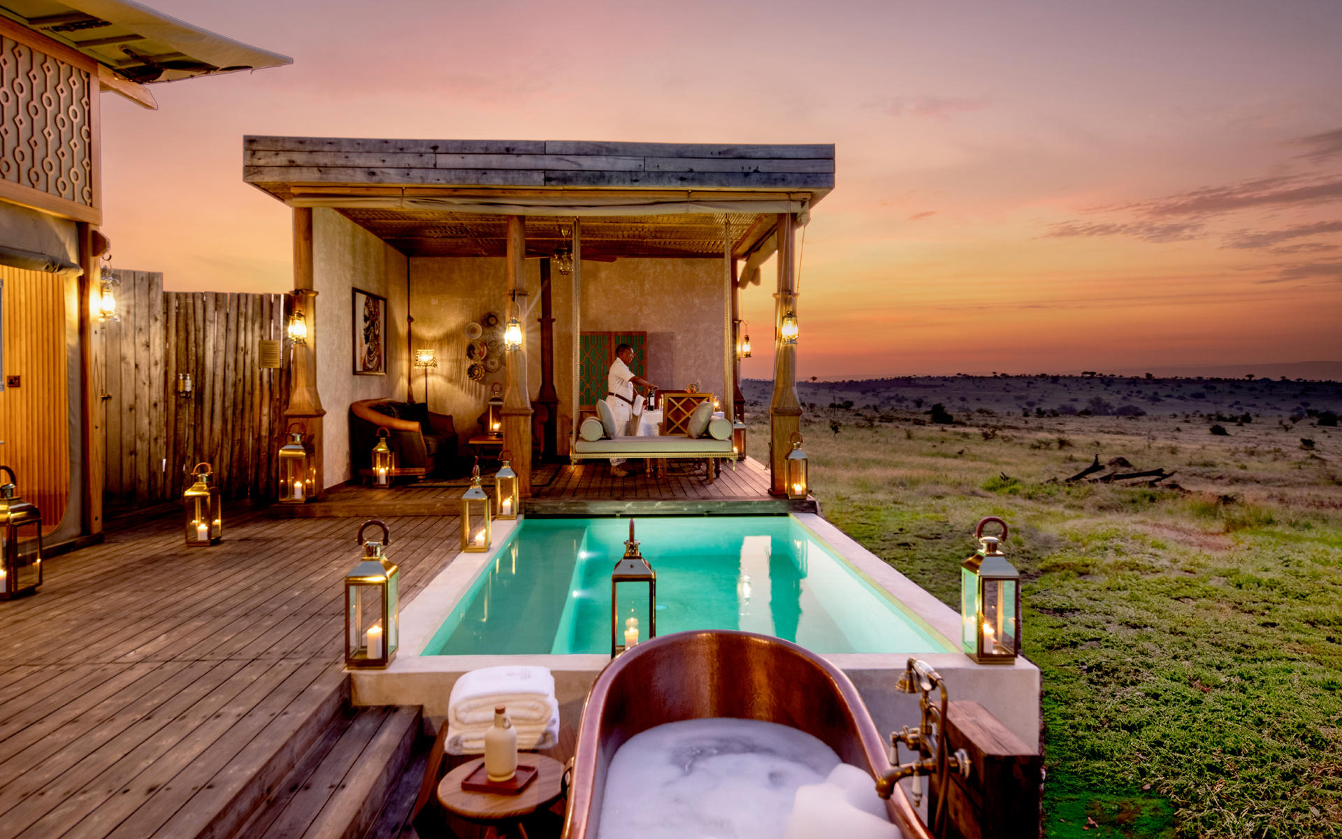 Private villa with a heated pool