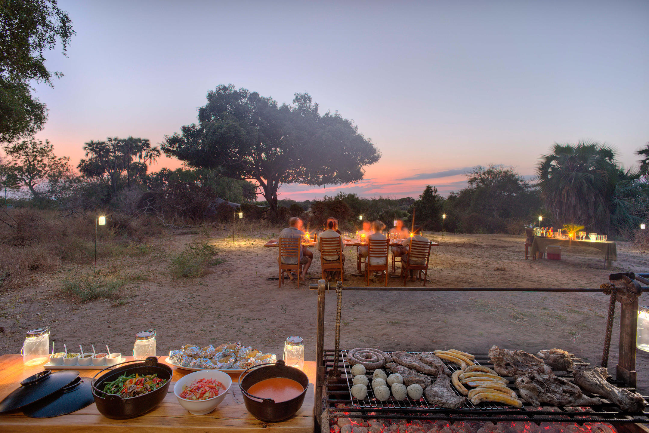 Sunset dining at Roho ya Selous in Nyerere