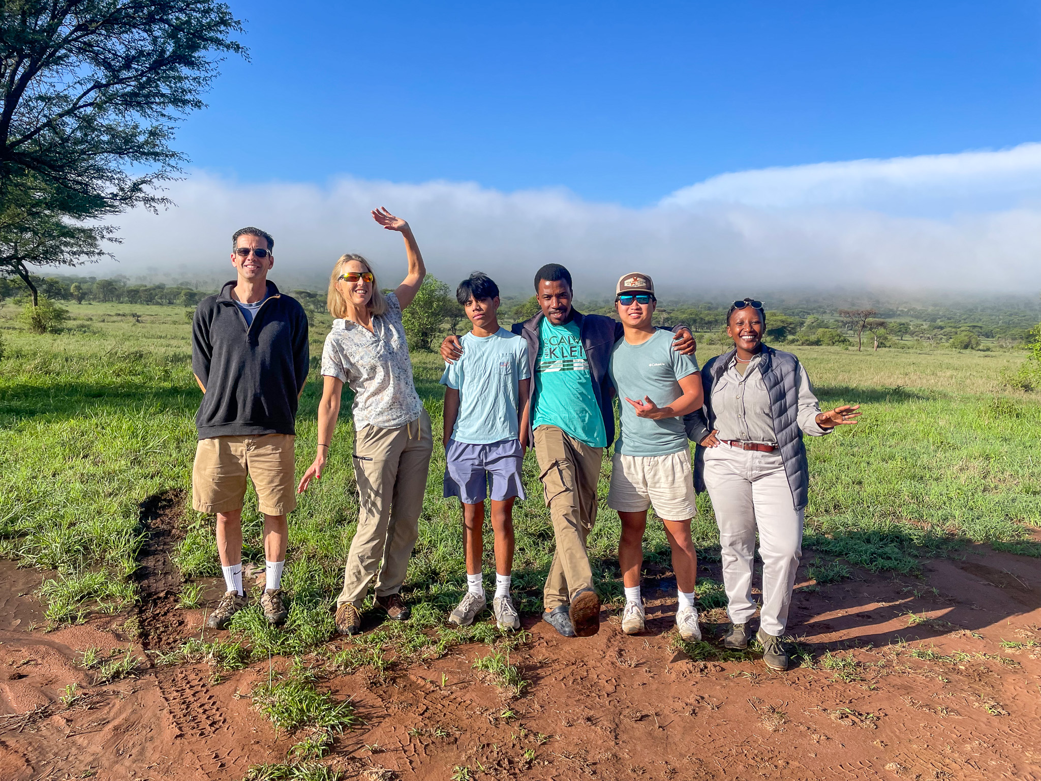 The founder and guests in the Serengeti