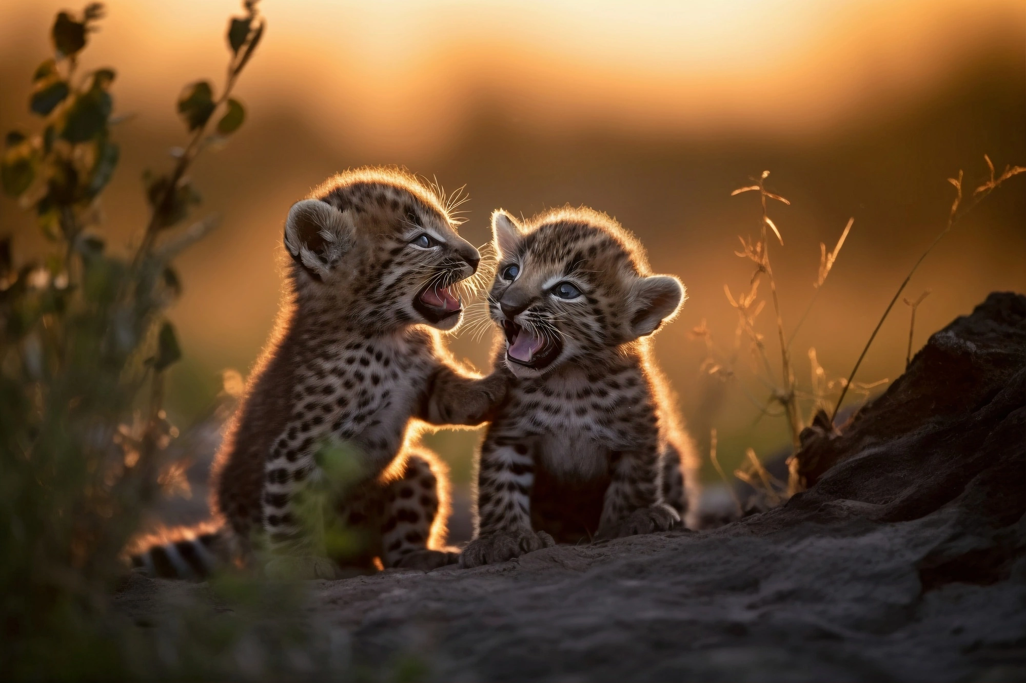 Family sharing a wildlife experience on safari