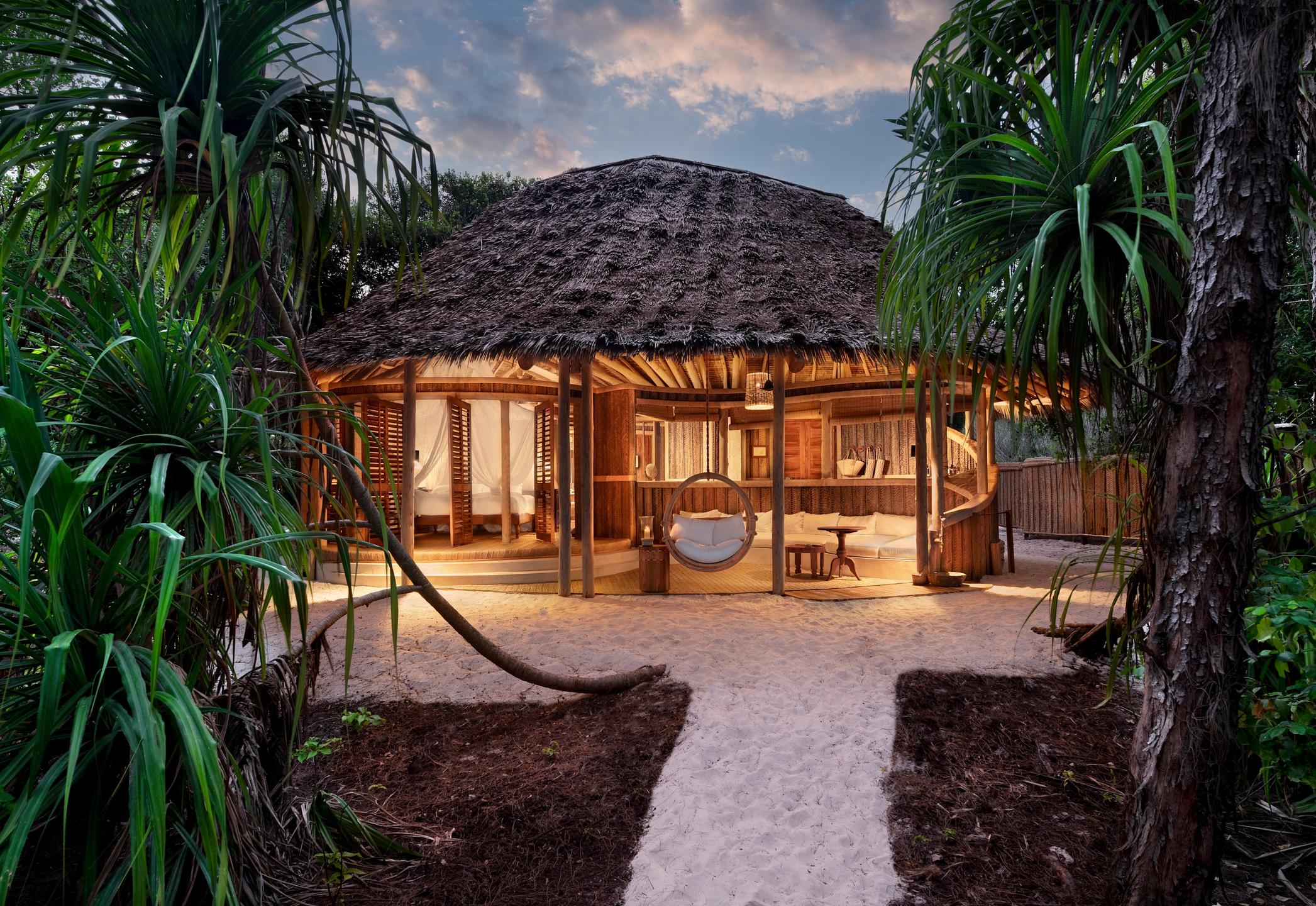 Private beachfront banda at Mnemba Island